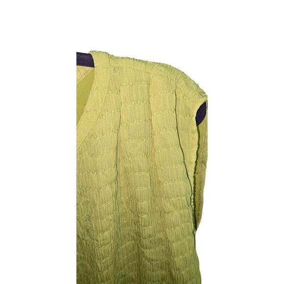 Calvin Klein Womens Textured Lime Green Sleeveless Top With Side Tie Drawstrings - Picture 5 of 7